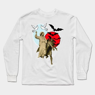 Jesus and the Holy Spirit Resist Satan's Temptation with Bats Long Sleeve T-Shirt